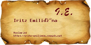 Iritz Emiliána névjegykártya
